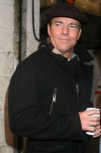 Dennis Quaid Leaving the Regis and Kelly Show with Coffee